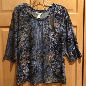 New Christopher & Banks Navy Floral Blouse